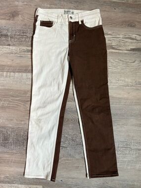 Abercrombie Kids Girls Patchwork Split Color High Rise Straight kids 15/16 EUC